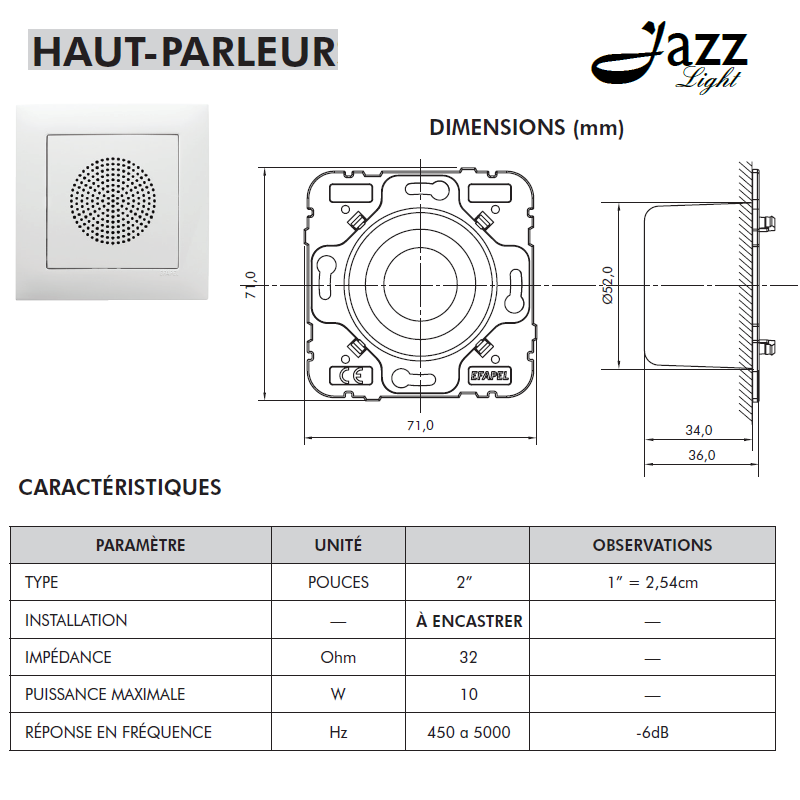 Haut parleur mec21 - Jazz 21581 dimensions