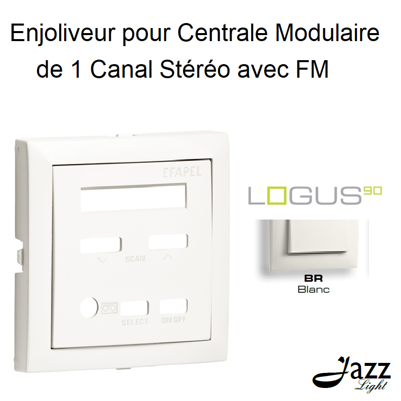 Enjoliveur pour centrale modulaire de 1 canal stéréo avec FM logus90 90852TBR Blanc