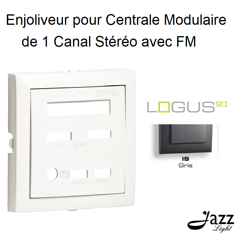 Enjoliveur pour centrale modulaire de 1 canal stéréo avec FM logus90 90852TIS Gris