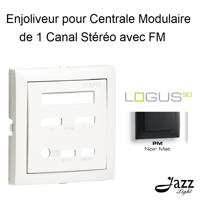 Enjoliveur pour centrale modulaire de 1 canal stéréo avec FM logus90 90852TPM Noir MAT