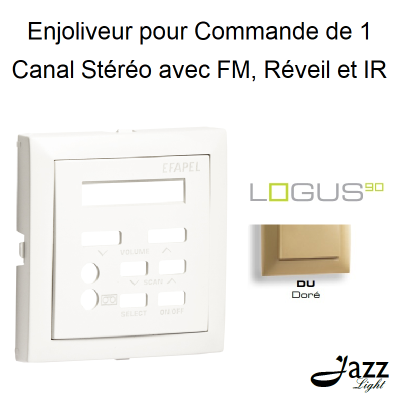 Enjoliveur pour commande de 1 canal stéréo avec FM Réveil et IR logus90 90715TDU Doré