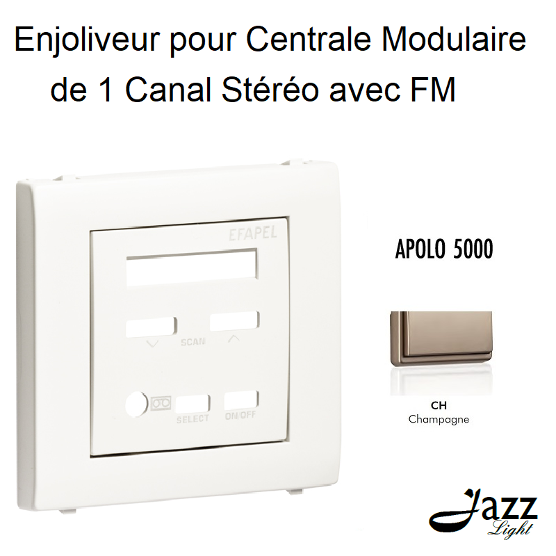 Enjoliveur pour centrale modulaire de 1 canal stéréo avec FM APOLO5000 50852TCH Champagne