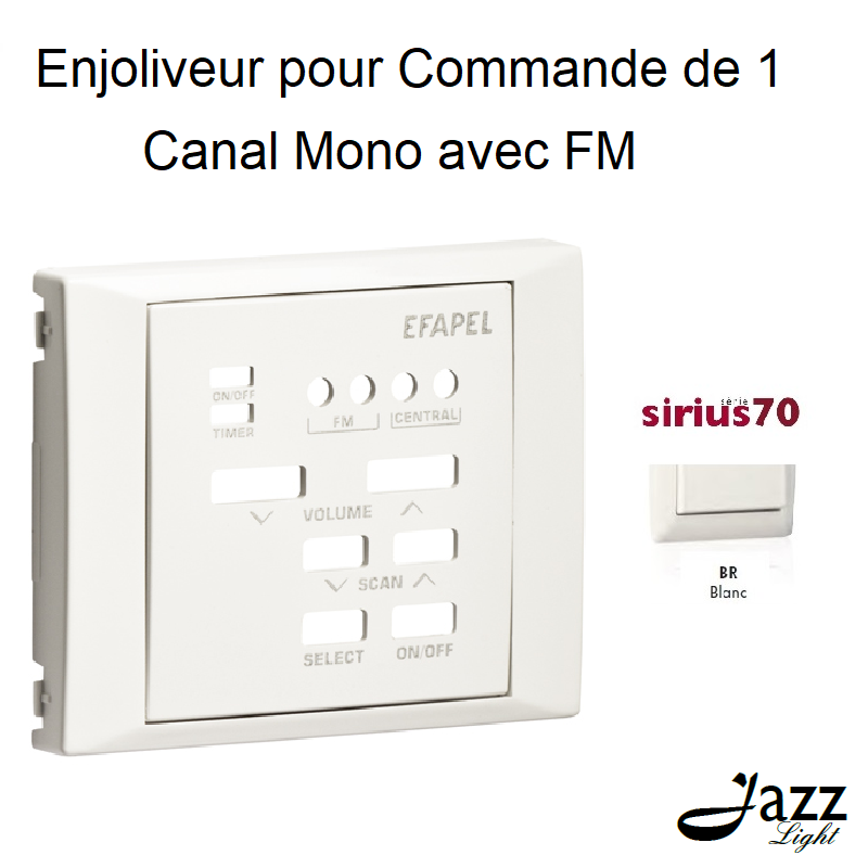 Enjoliveur pour commande de 1 canal mono avec FM Sirius 70703TBR Blanc