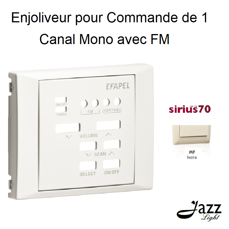 Enjoliveur pour commande de 1 canal mono avec FM Sirius 70703TMF Ivoire