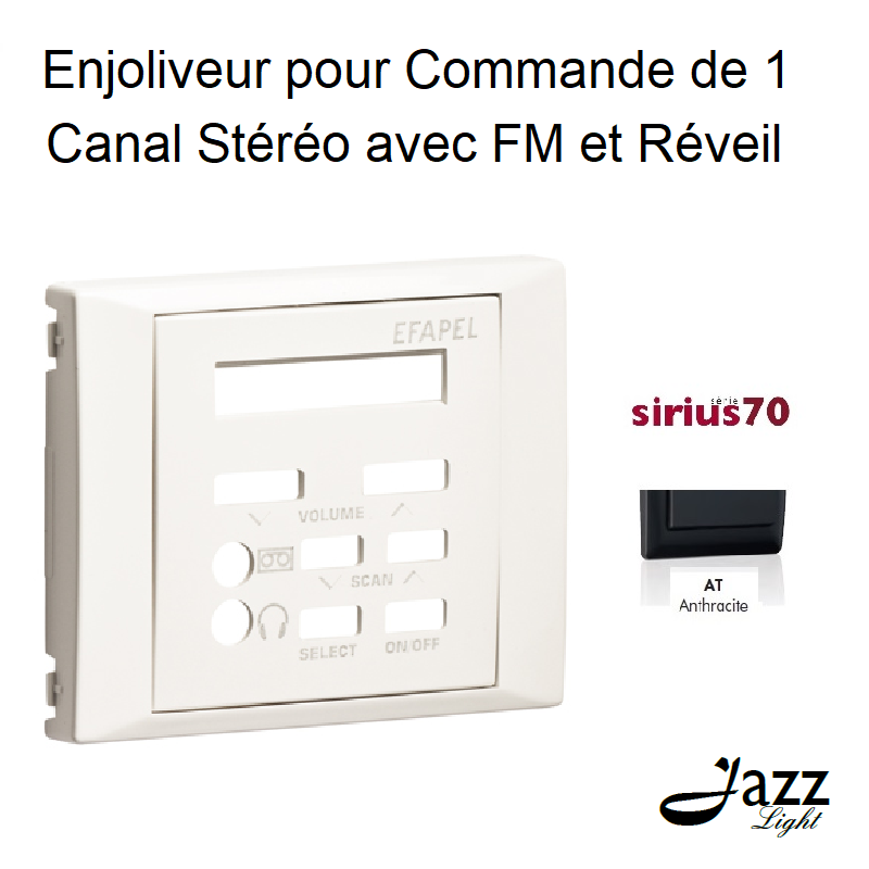 Enjoliveur pour Commande de 1 Canal Stéréo avec FM et Réveil Sirius70 - ANTHRACITE