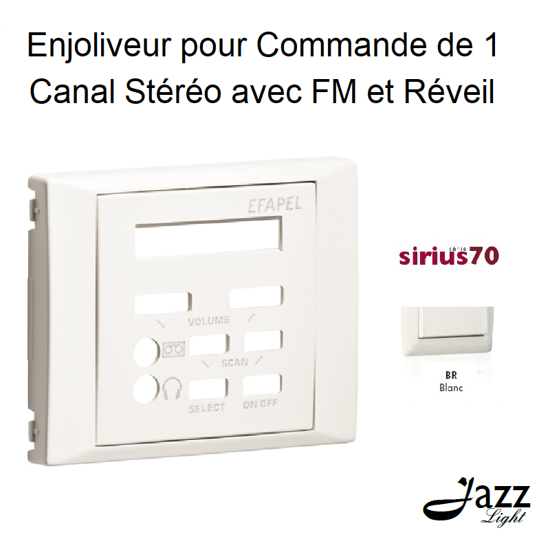 Enjoliveur pour Commande de 1 Canal Stéréo avec FM et Réveil Sirius70 - BLANC