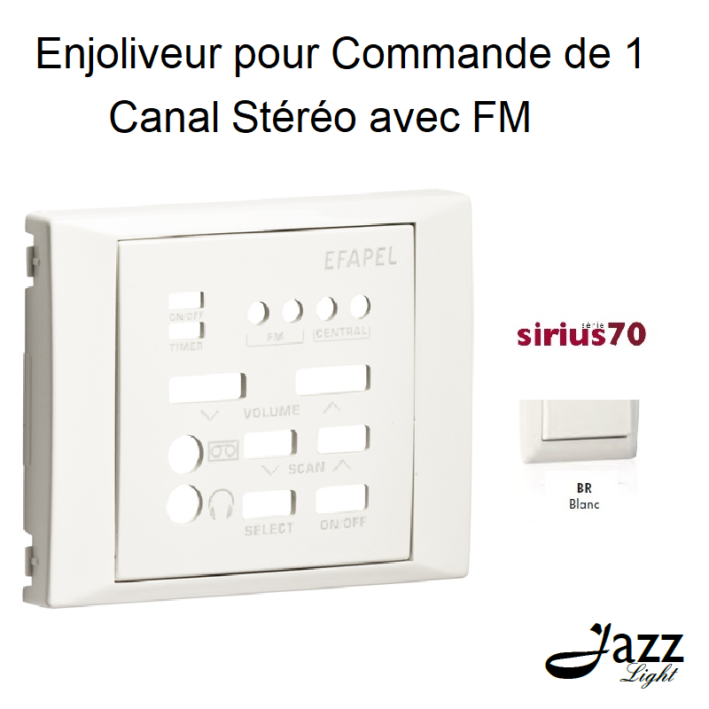 Enjoliveur pour Commande de 1 Canal Stéréo avec FM Sirius70 - BLANC