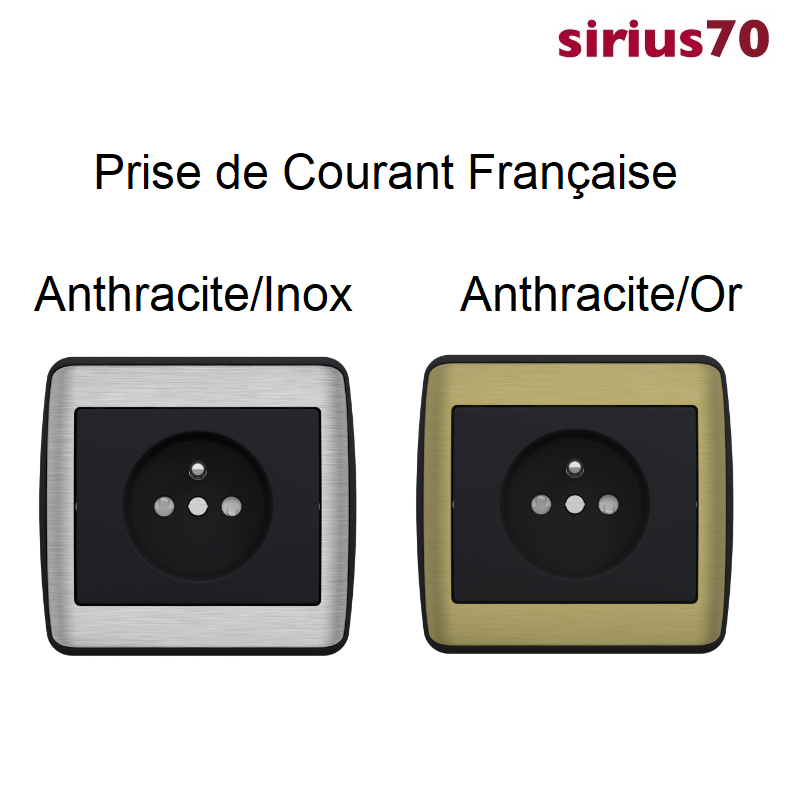 Prise de courant française  Métal Anthracite Sirius70