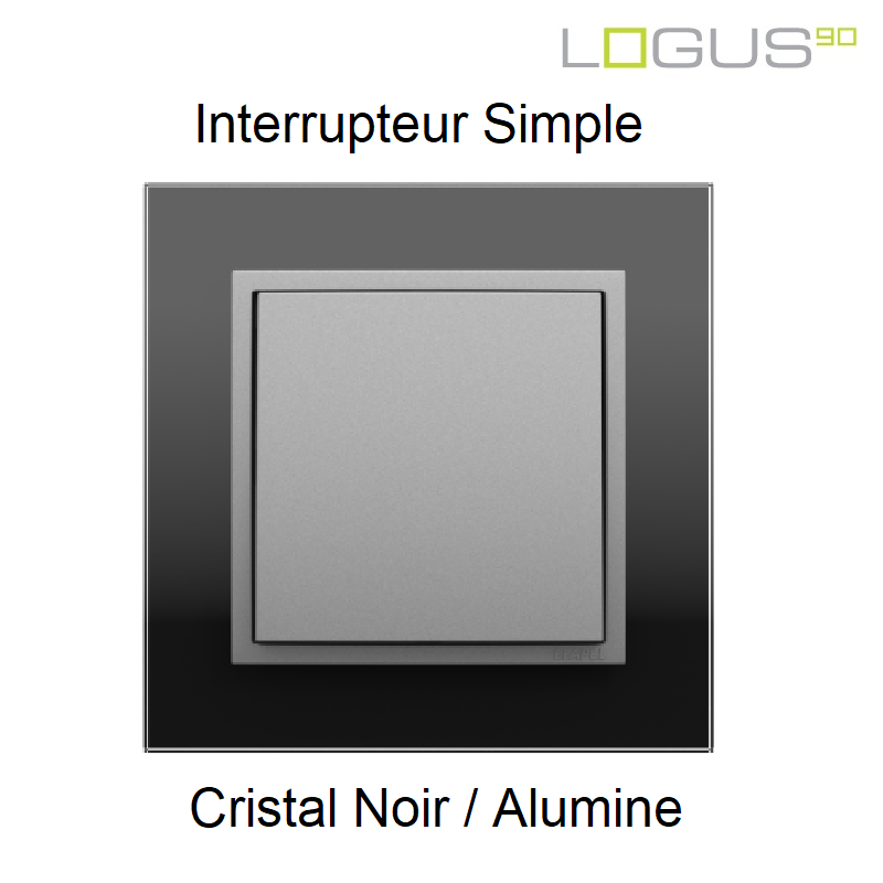 Interrupteur simple crystal noir alumine logus90