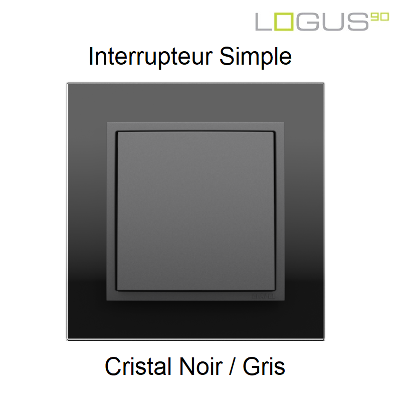 Interrupteur simple crystal noir gris logus90