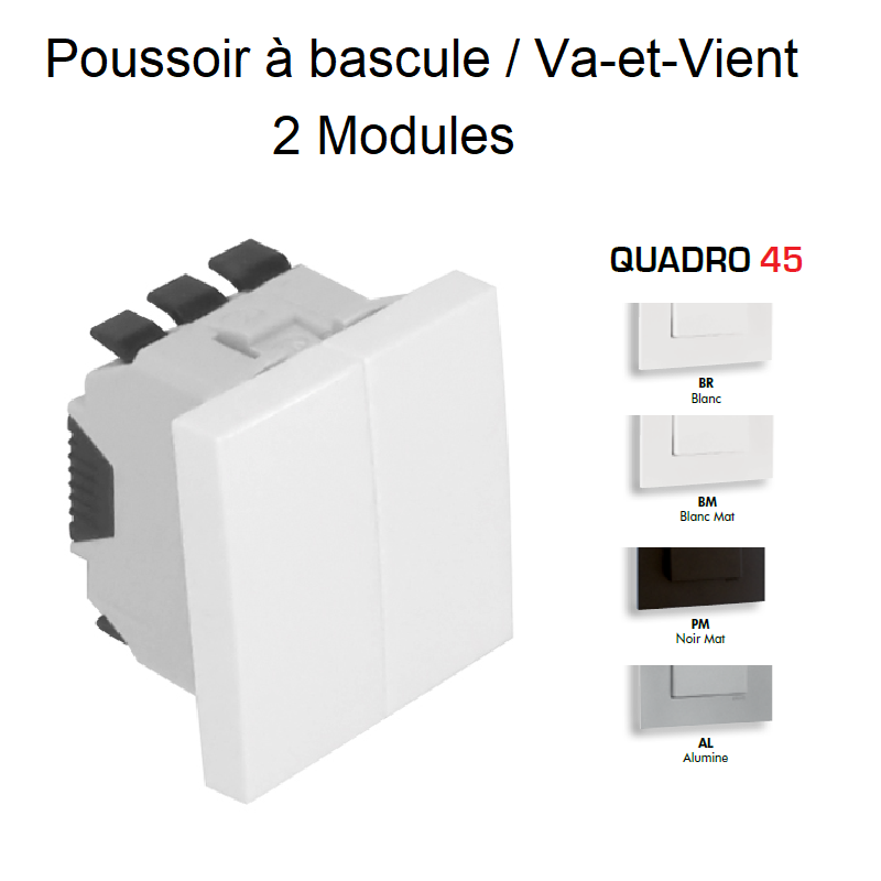 Poussoir à bascule - Va-et-Vient 2 modules Quadro 45159S