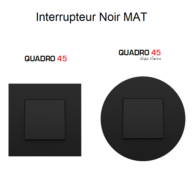 Interrupteur Doigt Simple Complet Quadro 45 - NOIR MAT