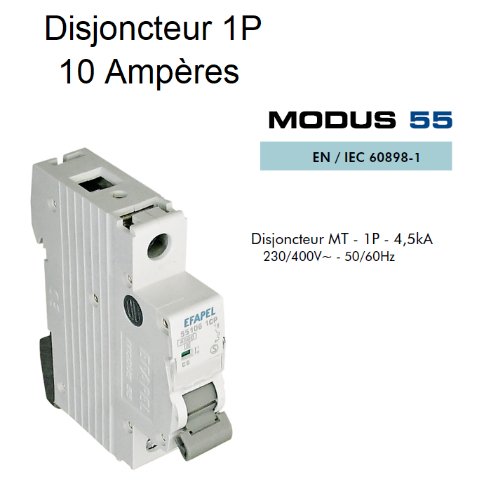 Disjoncteur Magnétothermique Plus 1 Pole 10A 55110 1CP