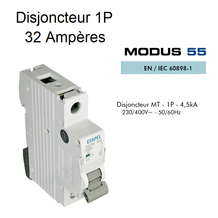 Disjoncteur Magnétothermique Plus 1 Pole 32A 55132 1CP