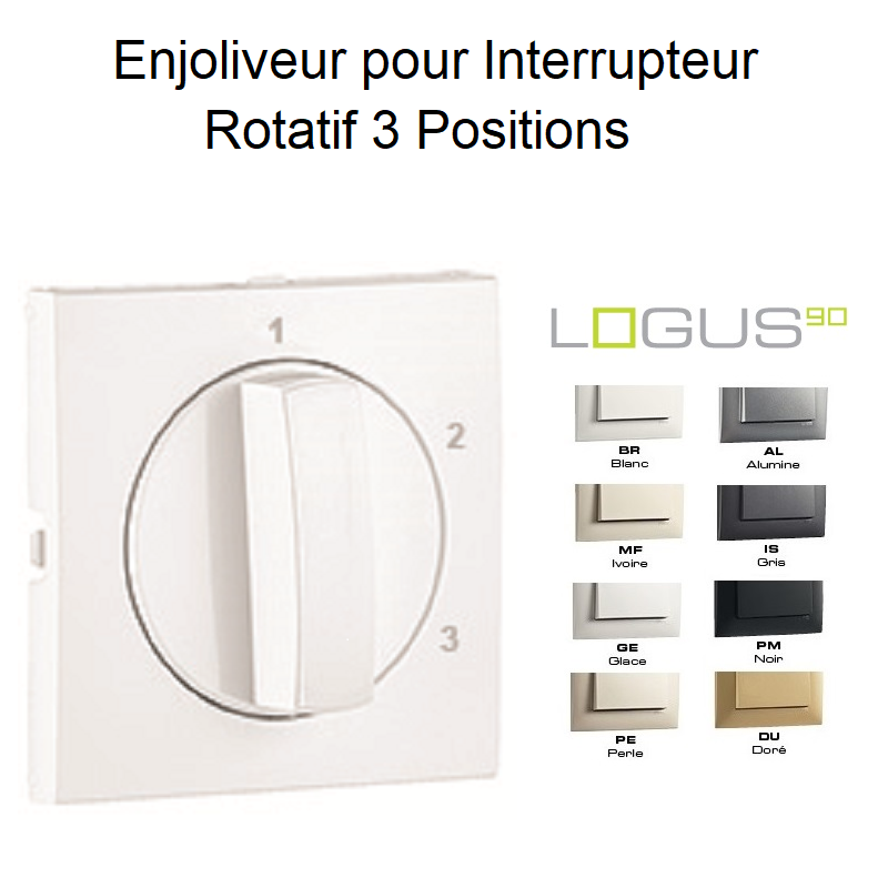 Enjoliveur pour Interrupteur rotatif 3 positions Logus 90765T