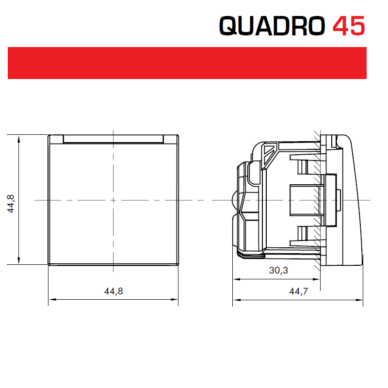 Prise de courant schuko avec volet Quadro 45127 dimension