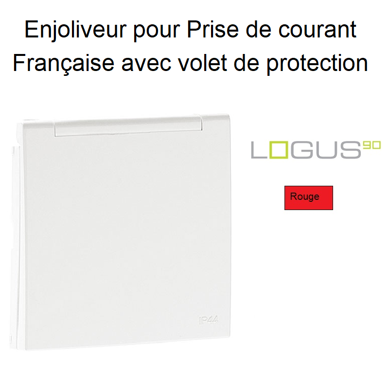 Enjoliveur pour Prise de courant française avec volet de protection Logus 90654TVM Rouge