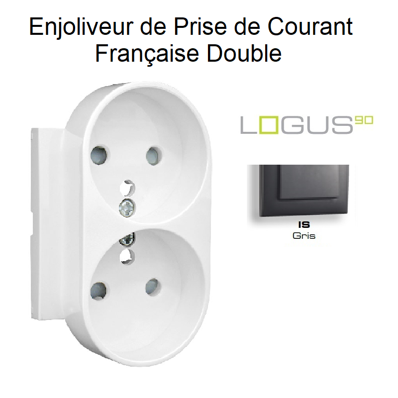 Enjoliveur pour Prise de courant française double avec protection Logus 90656TIS Gris