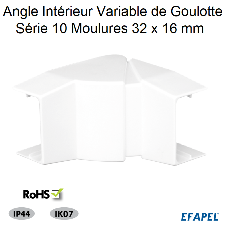 Angle Intérieur variable pour goulotte série 10 Moulures 32x16 10042ABR