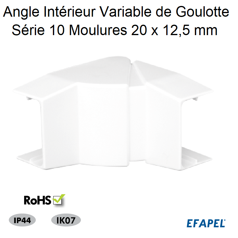 Angle Intérieur variable pour goulotte série 10 Moulures 20x12,5 10032ABR