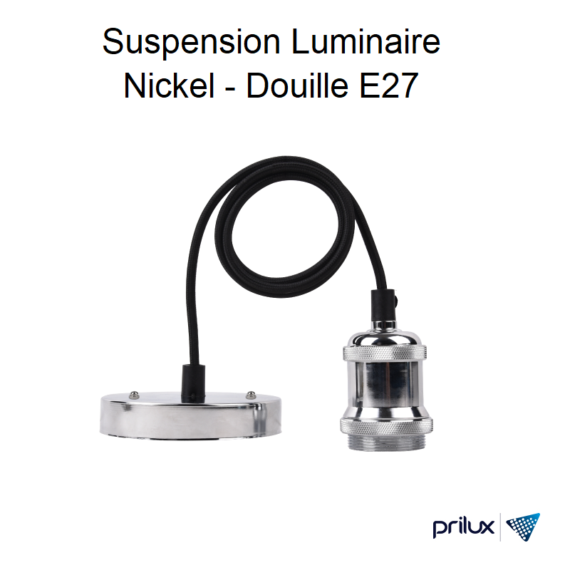 Suspension luminaire métallique Douille E27 - NICKEL