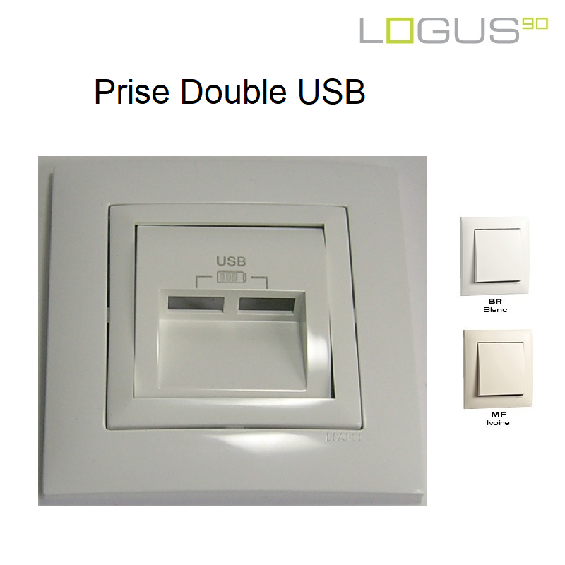 Prise chargeur USB double Efapel Quadra & Latina (45x45)