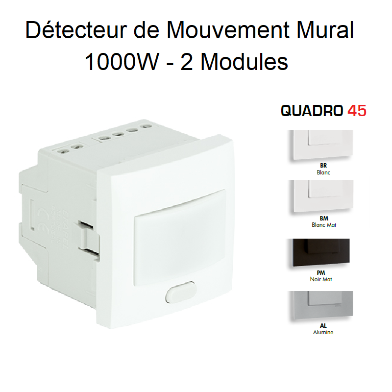 Détecteur de Mouvement Mural 1000W - 2 Modules Quadro 45