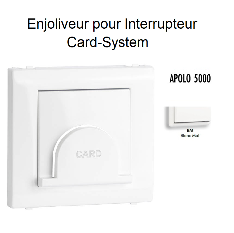 Enjoliveur pour interrupteur Card System Apolo 5000 50733TBM Blanc MAT