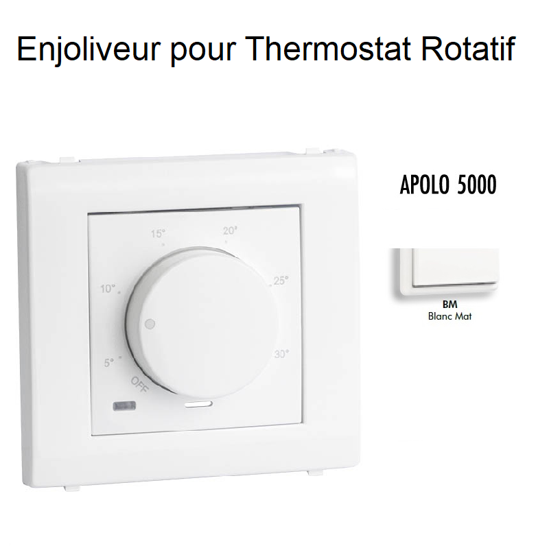 Enjoliveur pour thermostat rotatif Apolo 5000 50746TBM Blanc MAT