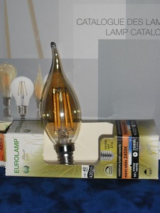 Ampoule LED filament flamme gold culot E14 Eurolamp