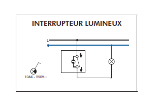 Schéma de montage Interrupteur Lumineux EFAPEL série 3700