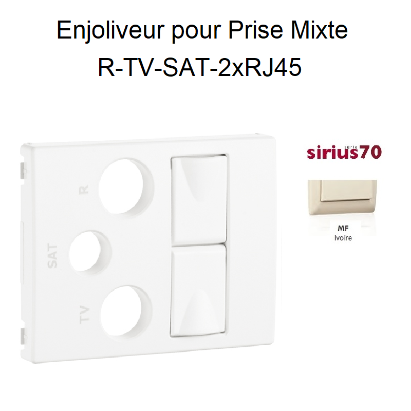 Enjoliveur pour Prise Mixte R-TV-SAT-2xRJ45 Sirius70 IVOIRE