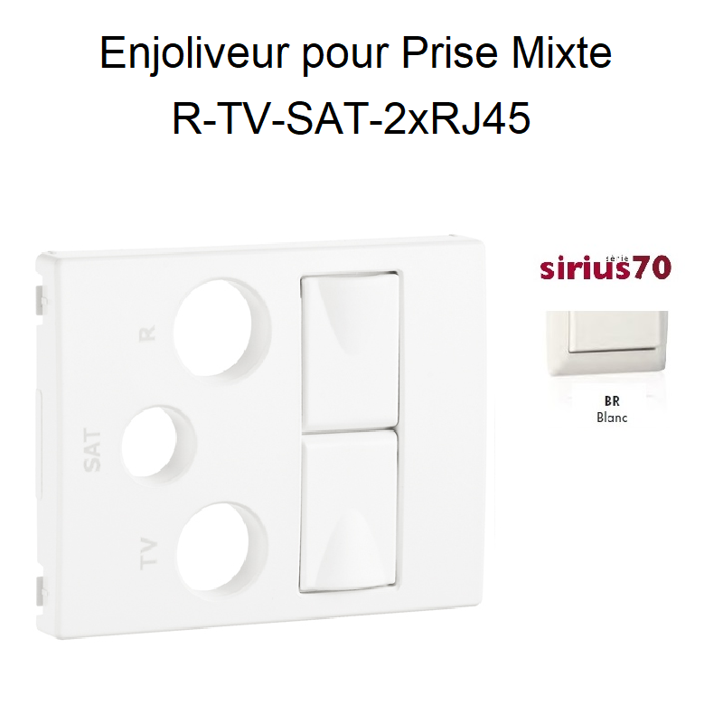 Enjoliveur pour Prise Mixte R-TV-SAT-2xRJ45 Sirius70 BLANC
