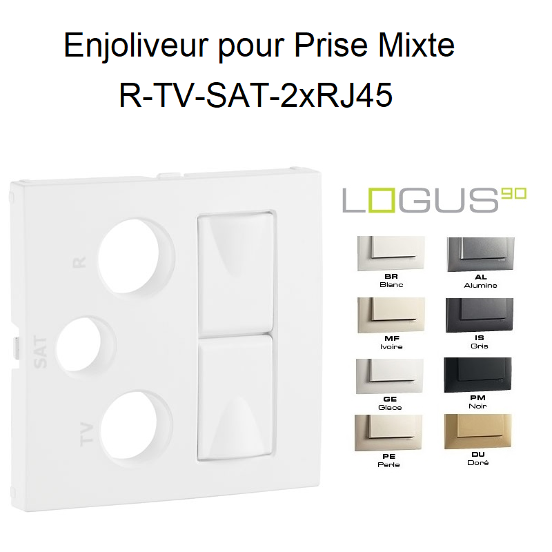 Enjoliveur pour Prise Mixte R-TV-SAT-2xRJ45 LOGUS 90