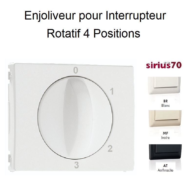 Enjoliveur pour interrupteur rotatif 4 positions Sirius70766T