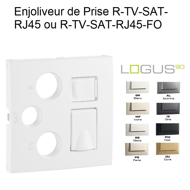 Enjoliveur pour Prise Mixte R-TV-SAT-RJ45 Cat.6UTP - FO SC-APC - LOGUS90