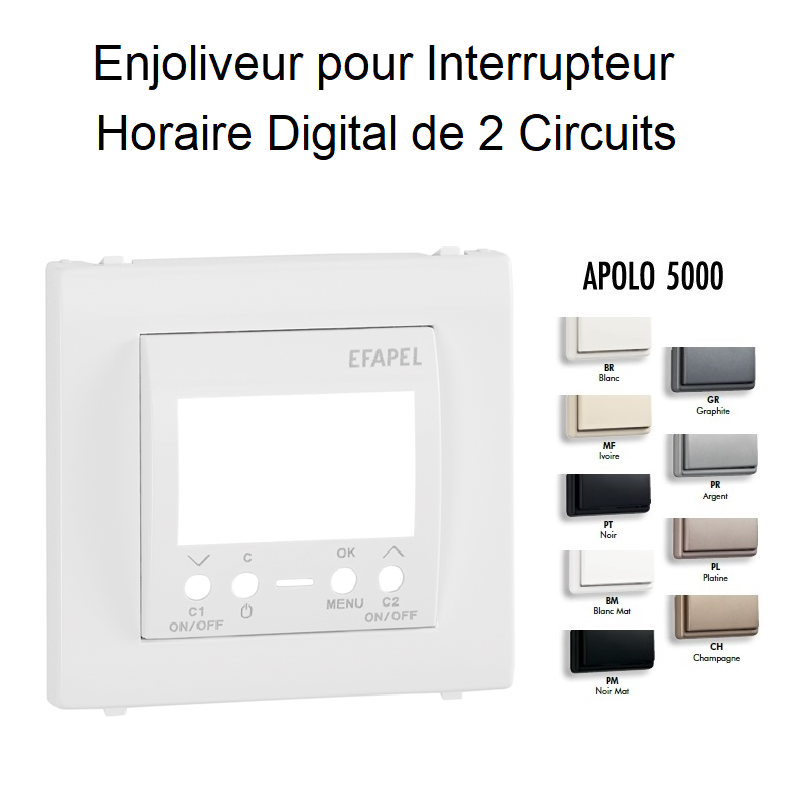 Enjoliveur pour interrupteur horaire digital 2 circuits APOLO5000 50744T