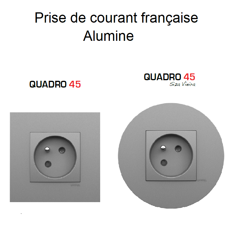 Prise de courant Française Quadro 45 - ALUMINE