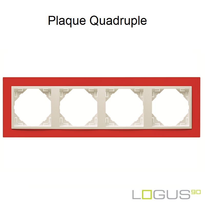 Plaque Quadruple animato logus90 efapel 90940TVG Rouge Glace