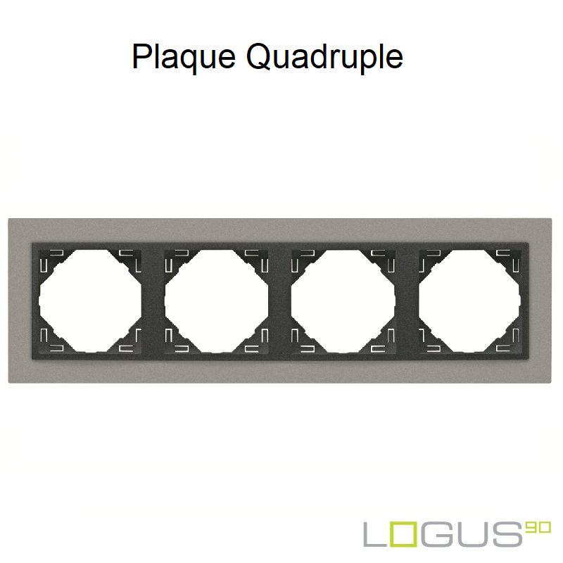 Plaque quadruple animato logus90 efapel 90940TAS Alumine Gris