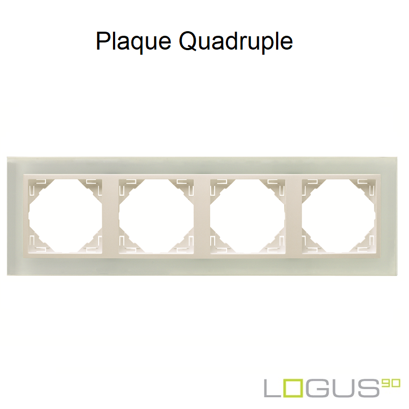 Plaque Quadruple crystal logus90 efapel 90940TCG Cristal Glace