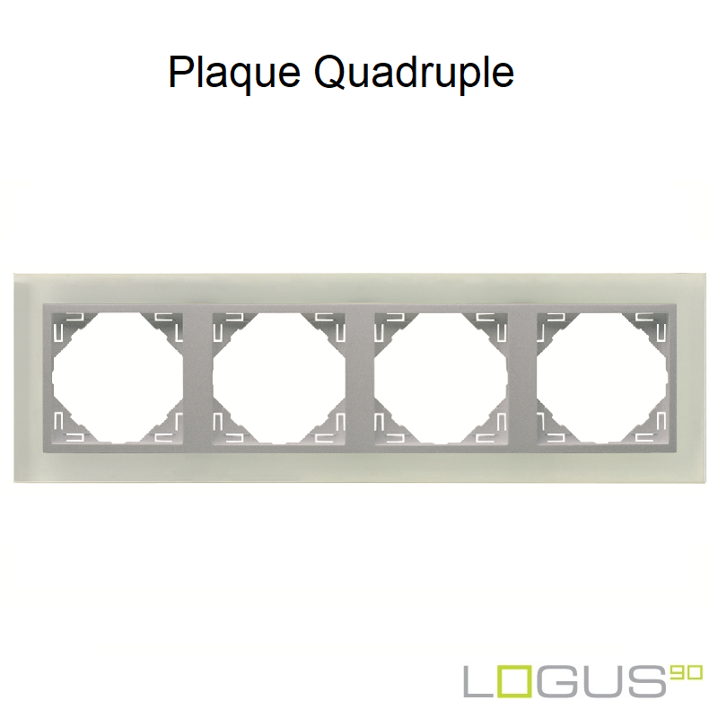 Plaque Quadruple crystal logus90 efapel 90940TCA Cristal Alumine