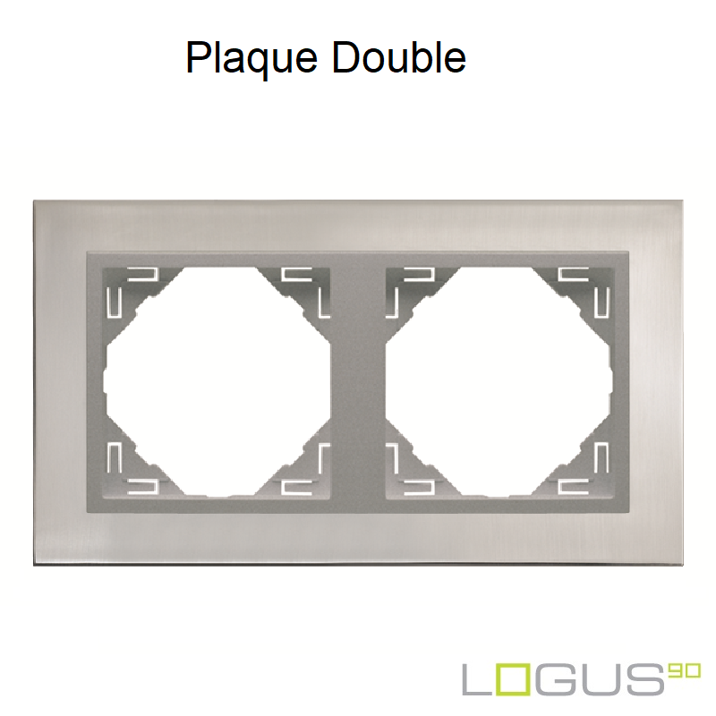 Plaque Double metallo logus90 efapel 90920TIA Inox Alumine