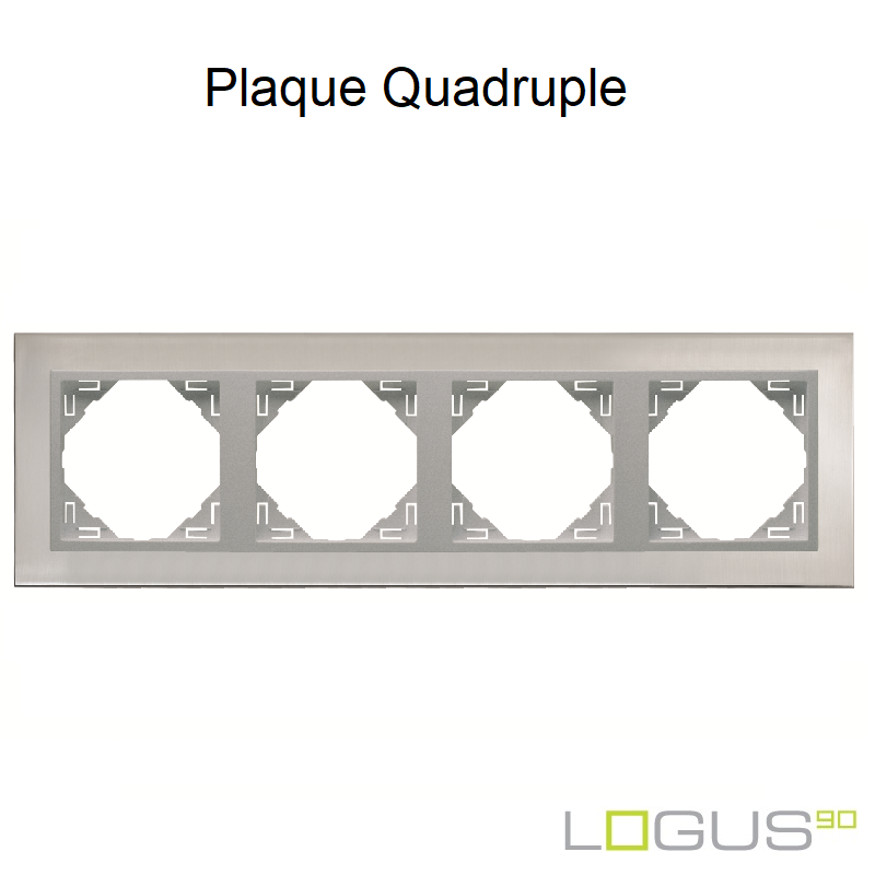 Plaque Quadruple metallo logus90 efapel 90940TIA Inox Alumine