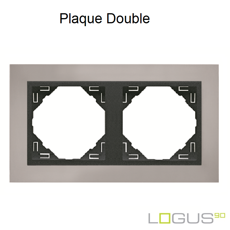 Plaque Double metallo logus90 efapel 90920TRS Chrome Gris