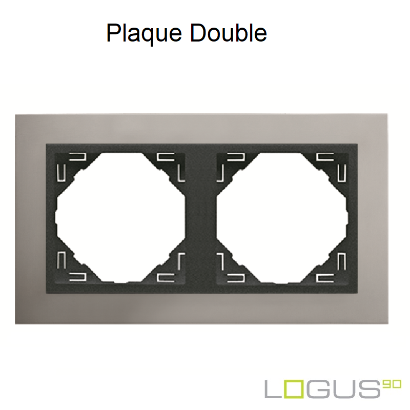 Plaque Double metallo logus90 efapel 90920TUS Alumine Gris