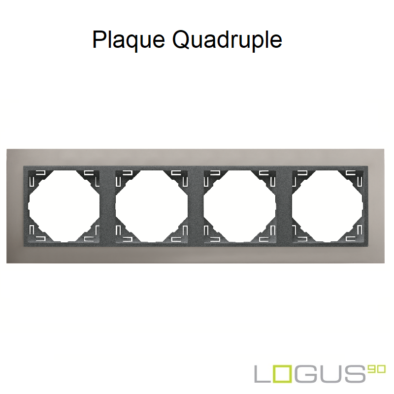 Plaque Quadruple metallo logus90 efapel 90940TUS Alumine Gris