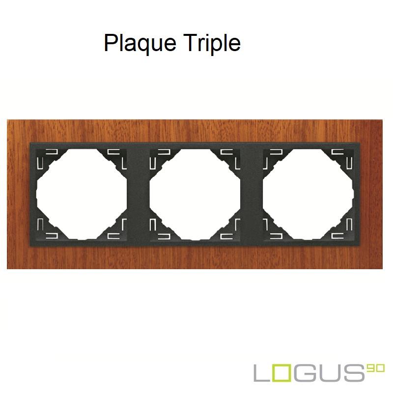 Plaque triple arbore logus90 efapel 90930TMS Acajou Gris