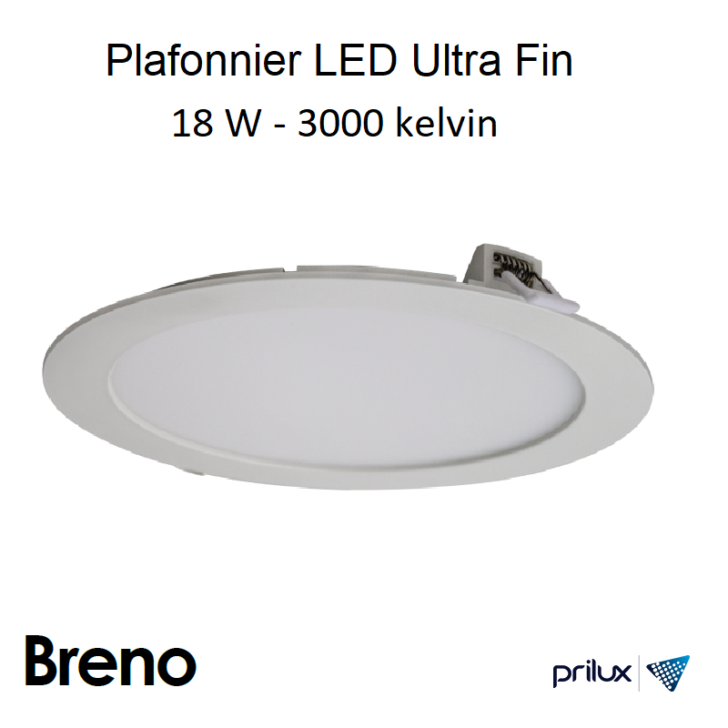 Downlight Ultra Fin BRENO PC - 18W - 3000 kelvin - BLANC