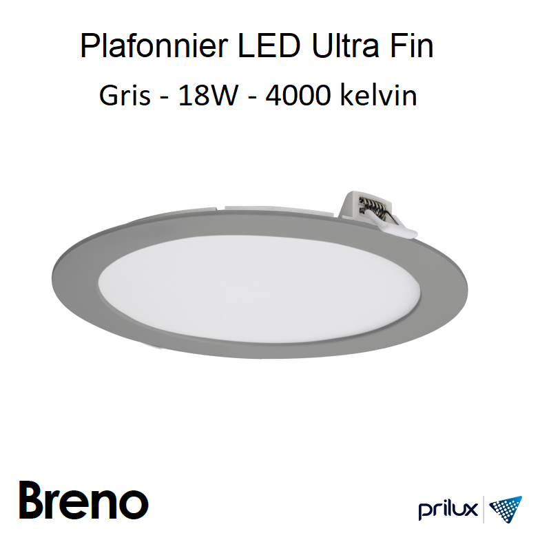 Downlight Ultra Fin BRENO PC - 18W - 4000 kelvin - GRIS